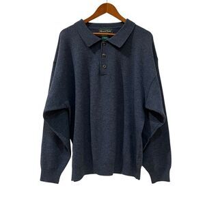 Hunt club 100% lambswool light blue 1/4 button sweater